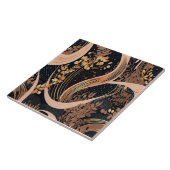 Abstraktes Blumenmuster, Polka-Punkte, Reben Fliese (Seite)