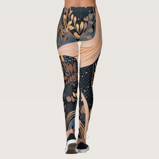 Abstraktes Blumenmuster, Polka-Punkte, Reben Leggings (Rückseite)