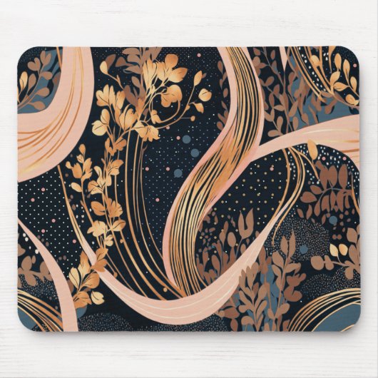 Abstraktes Blumenmuster, Polka-Punkte, Reben Mousepad (Vorne)