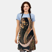 Abstraktes Blumenmuster, Polka-Punkte, Reben Schürze (Getragen)