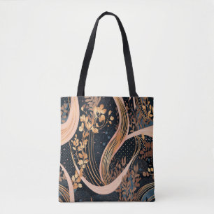 Abstraktes Blumenmuster, Polka-Punkte, Reben Tasche