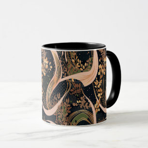 Abstraktes Blumenmuster, Polka-Punkte, Reben Tasse