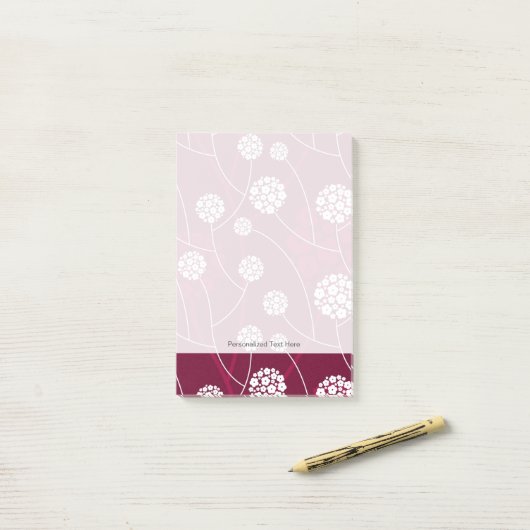 Abstraktes Blumenmuster Post-it Klebezettel (Auf Schreibtisch)