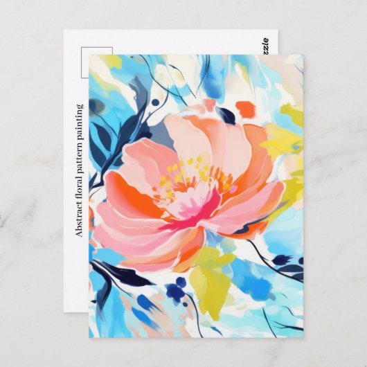 Abstraktes Blumenmuster Postkarte (Vorne/Hinten)