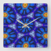 Abstraktes Blumenmuster Quadratische Wanduhr (Vorderseite)