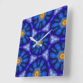 Abstraktes Blumenmuster Quadratische Wanduhr (Winkel)