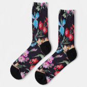 Abstraktes Blumenmuster Socken (Linkes Detail)