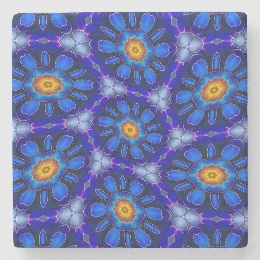 Abstraktes Blumenmuster Steinuntersetzer (Vorderseite)