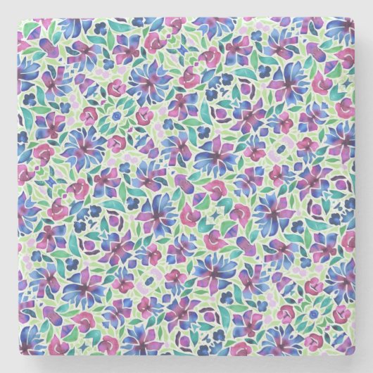 Abstraktes Blumenmuster - Stone Untersetzer (Vorderseite)