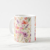 Abstraktes Blumenmuster-Wasserfarben-Design Kaffeetasse (Vorderseite Links)