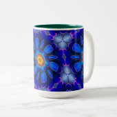 Abstraktes Blumenmuster Zweifarbige Tasse (VorderseiteRechts)