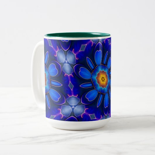 Abstraktes Blumenmuster Zweifarbige Tasse (Vorderseite Links)