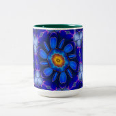 Abstraktes Blumenmuster Zweifarbige Tasse (Mittel)