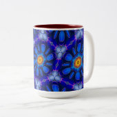 Abstraktes Blumenmuster Zweifarbige Tasse (VorderseiteRechts)
