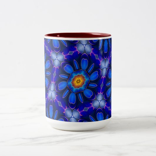 Abstraktes Blumenmuster Zweifarbige Tasse (Mittel)