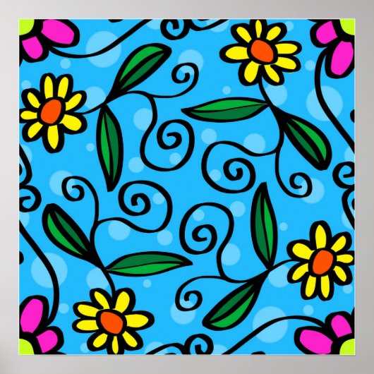 Abstraktes Blumenposter Poster (Vorne)