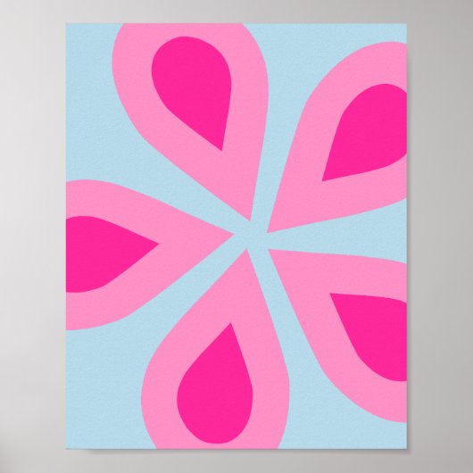 Abstraktes Blumenrosa und Blau Poster (Vorne)