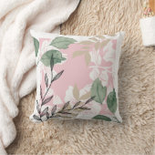 Abstraktes, blumenrosa und grünes Kissen (Decke)