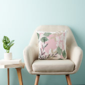 Abstraktes, blumenrosa und grünes Kissen (Stuhl )