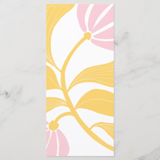 Abstraktes Blumenrosa und grünes Mischmenü Menükarte (Rückseite)