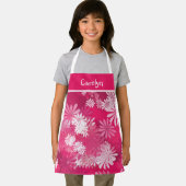 Abstraktes Blumenrosa und weiße, personalisierte M Schürze (Insitu)