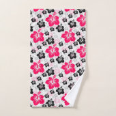 Abstraktes Blumenrot Schwarz-weiß Badhandtuch Set (Handtuch)