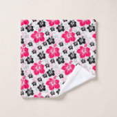 Abstraktes Blumenrot Schwarz-weiß Badhandtuch Set (Waschlappen)