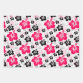 Abstraktes Blumenrot Schwarz-weiß Geschenkpapier Set (Vorderseite 2)