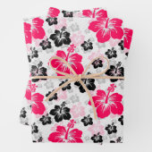 Abstraktes Blumenrot Schwarz-weiß Geschenkpapier Set (Beispiel)