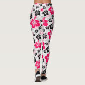 Abstraktes Blumenrot Schwarz-weiß Leggings (Rückseite)