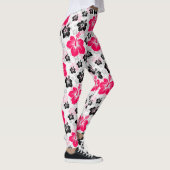 Abstraktes Blumenrot Schwarz-weiß Leggings (Rechts)