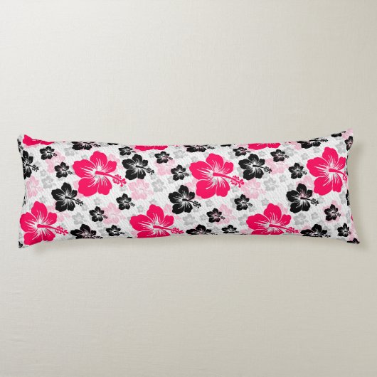 Abstraktes Blumenrot Schwarz-weiß Seitenschläferkissen (Rückseite)