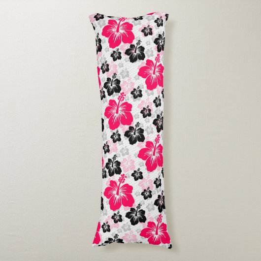 Abstraktes Blumenrot Schwarz-weiß Seitenschläferkissen (Vorderseite Vertikal)