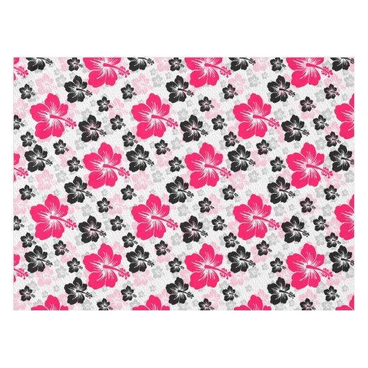 Abstraktes Blumenrot Schwarz-weiß Tischdecke (Vorderseite (Horizontal))