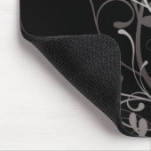 abstraktes Blumenschwarzes Mousepad (Ecke)
