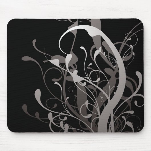 abstraktes Blumenschwarzes Mousepad (Vorne)