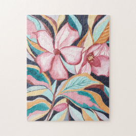 Abstraktes Blumenwasser Wasserfarben Kunst, Dichtu Puzzle