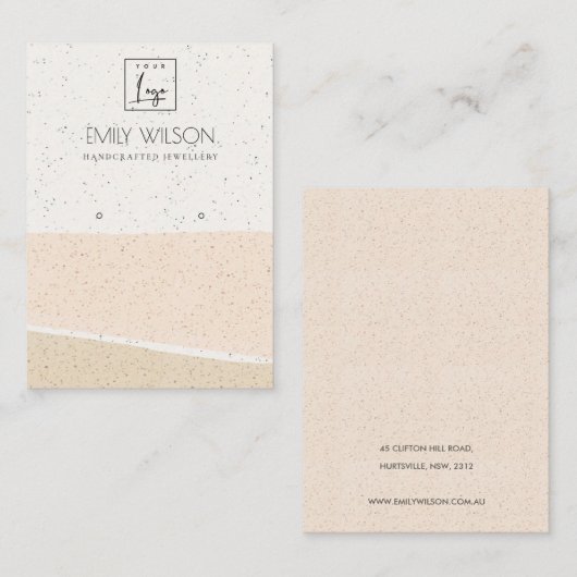 ABSTRAKTES BLUSH KERAMIK WAVES EARRING DISPLAY LOG VISITENKARTE (Vorne/Hinten)