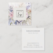 Abstraktes Blush Lilac Wasserfarbe Rose Blumenlogo Quadratische Visitenkarte (Vorne/Hinten)