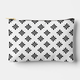 Abstraktes Blüten-Blumenmuster Schwarz und Weiß Zubehörtasche