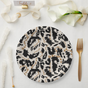 Abstraktes Bohemian-Afrika-Leopard-Muster  Pappteller