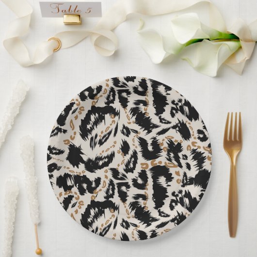 Abstraktes Bohemian-Afrika-Leopard-Muster Pappteller (Hochzeit)