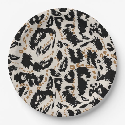 Abstraktes Bohemian-Afrika-Leopard-Muster Pappteller (Vorderseite)