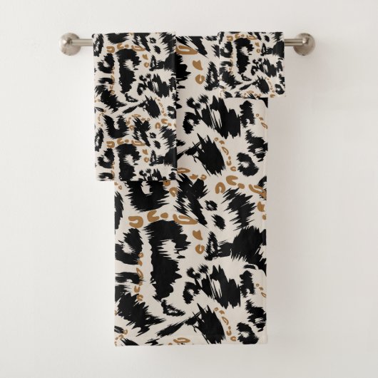 Abstraktes Bohemian-Afrika-Leopardenmuster  Badhandtuch Set (Insitu)