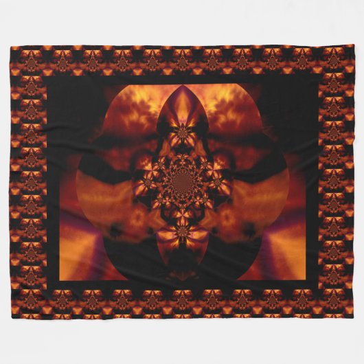 Abstraktes Bohemisches Feuerorchid 1 Blumenmuster Fleecedecke (Vorderseite (Horizontal))