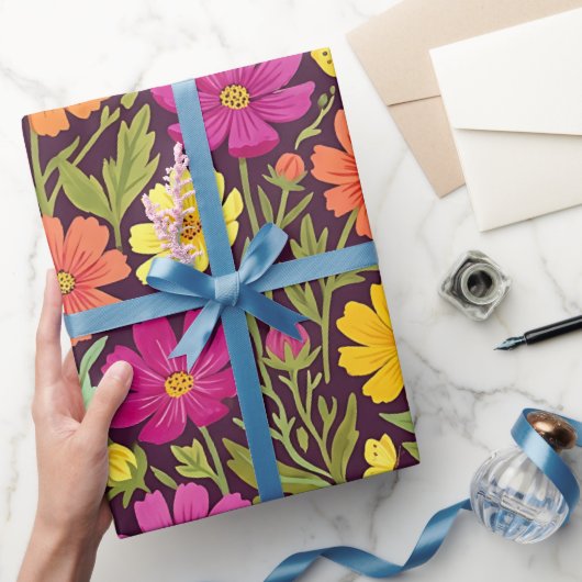 Abstraktes Boho-Blumen-Schmetterlings-Geschenkpapi Geschenkpapier (Schenken)