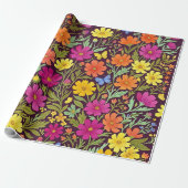 Abstraktes Boho-Blumen-Schmetterlings-Geschenkpapi Geschenkpapier (Ungerollt)