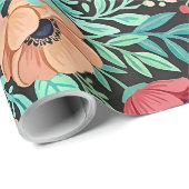 Abstraktes Boho-Blumen-Schmetterlings-Geschenkpapi Geschenkpapier (Rolleneckpunkt)