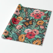 Abstraktes Boho-Blumen-Schmetterlings-Geschenkpapi Geschenkpapier (Ungerollt)