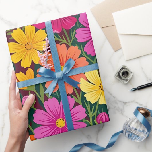 Abstraktes Boho-Blumen-Schmetterlings-Geschenkpapi Geschenkpapier (Schenken)